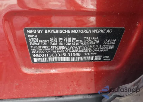 2018 BMW X1 xDrive28I from USA, damaged, VIN WBXHT3C33J5L31969